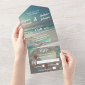 シーグラスショアーズビーチウェディング オールインワン招待状 (貼ってはがせる)