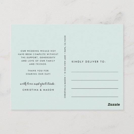 シーグラスストライプ |の結婚写真コラージュ ポストカード (裏面)