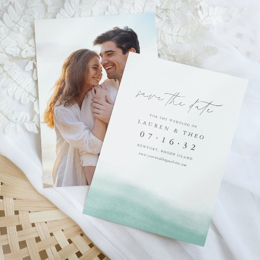 シーグラスタイドエレガントシンプルズ海岸水色 セーブザデート