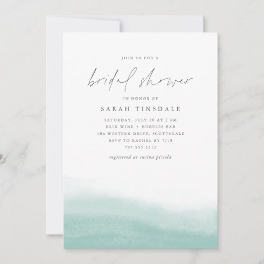 シーグラスタイドコースタルウォーターブライダルシャワー 招待状 (正面)