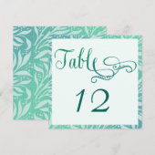 シーグラスビーチウェディングテーブルナンバーカード 招待状 (正面/裏面)