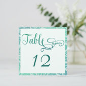 シーグラスビーチウェディングテーブルナンバーカード 招待状 (スタンド正面)