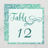 シーグラスビーチ結婚式テーブル番号カード 招待状 (正面/裏面)