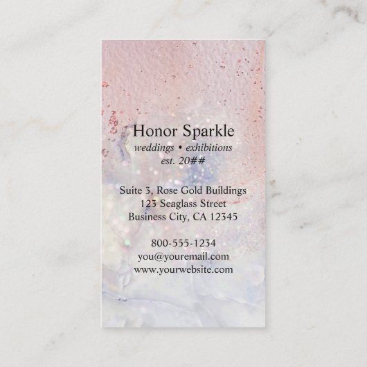 シーグラスマーブルスパークルバラ金ゴールド水彩 名刺 (裏面)