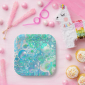 シーグラス大理石 ペーパープレート (パーティー)