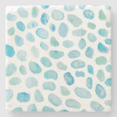 シーグラス水彩大理石コースター ストーンコースター (正面)