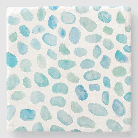 シーグラス水彩大理石コースター ストーンコースター (正面)