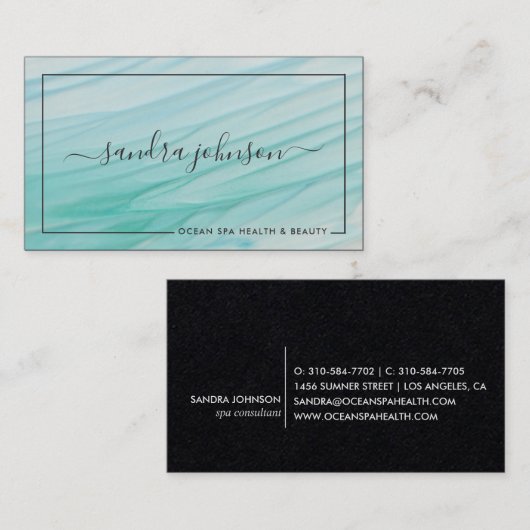 シーグラス タイズ | オーシャン ブルー ウォータカラー ビジネス 名刺 (正面/裏面)