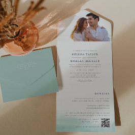 シーグラス・タイド |コースタルウォーター結婚カラー オールインワン招待状