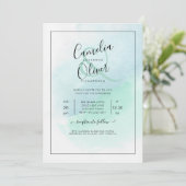 シーグラス ターコイズ ティール ブルー ウェディング インビテーション レアＧ (スタンド正面)