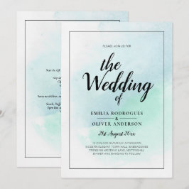 シーグラス ターコイズ ティール ブルー ウェディング インビテーション レアＧ