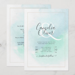 シーグラス ターコイズ ティール ブルー ウェディング インビテーション レアＧ