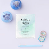 シーグラス ターコイズ ティール ブルー ウェディング 招待状 レアG チラシ (シングル)