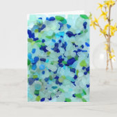 シーグラス、ビーチグラスのブルース写真グリーティングカード カード (黄色い花)