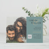 シーグラス フォト ウェディング インビテ QRコード セーブ デート 招待状 (スタンド正面)