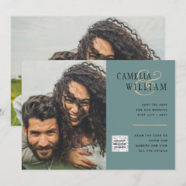 シーグラス フォト ウェディング インビテ QRコード セーブ デート 招待状