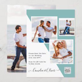 シーグラス フォト ウェディング インビテ QRコード セーブ デート 招待状