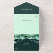 シーグリーンとシルバーのグリッターアゲートマーブル結婚ズ オールインワン招待状 (外側)