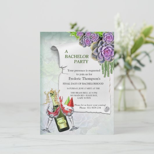 シーグリーンとラベンダーの色合いの独身パーティー (スタンド正面)