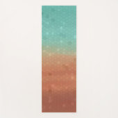 シーグリーンと燃えたオレンジ色のトレンディー抽象芸術モザイク ヨガマット (正面)