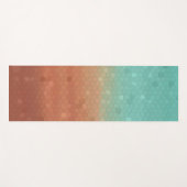 シーグリーンと燃えたオレンジ色のトレンディー抽象芸術モザイク ヨガマット (正面(横))