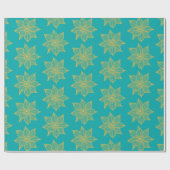 シーグリーンのスケッチーフラワーの黄色 ラッピングペーパー (フラット)