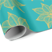 シーグリーンのスケッチーフラワーの黄色 ラッピングペーパー (ロールコーナー)