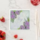 シーグリーンの多肉質の色合い、バイオレットナプキン スタンダードカクテルナプキン (インサイチュ)