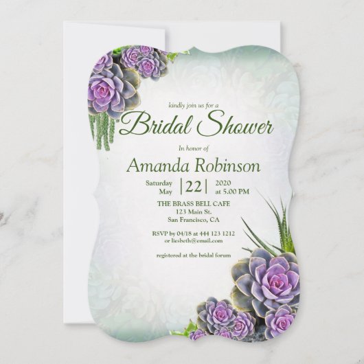 シーグリーンの多肉質の色合い 招待状 (正面)