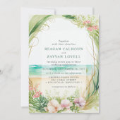 シーグリーンウォーターカラービーチ結婚式招待状 招待状 (正面)