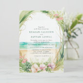 シーグリーンウォーターカラービーチ結婚式招待状 招待状 (スタンド正面)