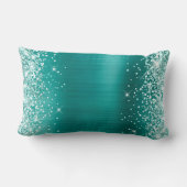 シーグリーングリッターアクアティール(緑がかった色)フォイルモノグラファンシーム ランバークッション (裏面)