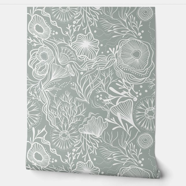 シーグリーンコーラルリーフの下のシックな海岸 壁紙 (ほどく)