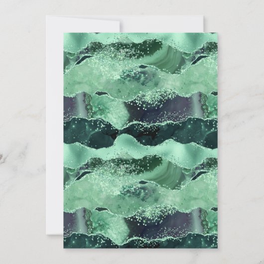 シーグリーンシルバーゲート大理石アーチムスリム結婚ズ 招待状 (裏面)