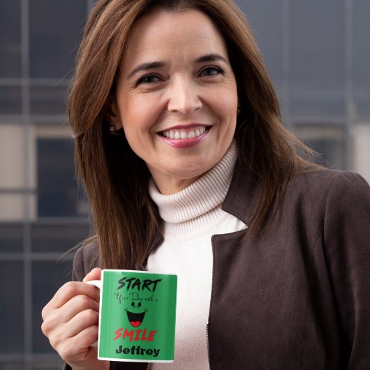 シーグリーンスマイルマグカップで一日を始める コーヒーマグカップ