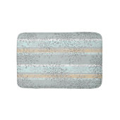 シーグリーンタンストライプグレー白葉色模様 バスマット (正面)