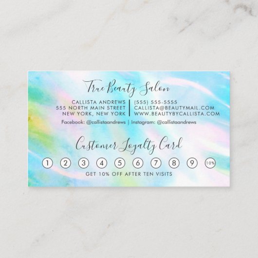 シーグリーンホログラフィック厚いグリッタードリップロイヤリティ ロイヤリティカード (裏面)