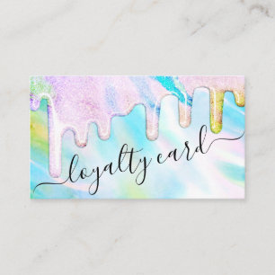 シーグリーンホログラフィック厚いグリッタードリップロイヤリティ ロイヤリティカード