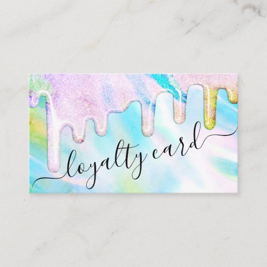 シーグリーンホログラフィック厚いグリッタードリップロイヤリティ ロイヤリティカード (正面)