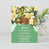 シーグリーンボホワイルドフラワーボタニカル結婚フローラ 招待状 (スタンド正面)