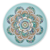 シーグリーン大理石と銅曼荼羅 セラミックノブ (正面)