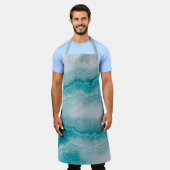 シーグリーン大理石テクスチャ エプロン (着用した状態)