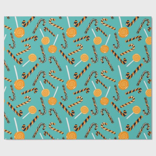 シーグリーン棒つきキャンデーと棒のパターンのラッピング ラッピングペーパー (フラット)