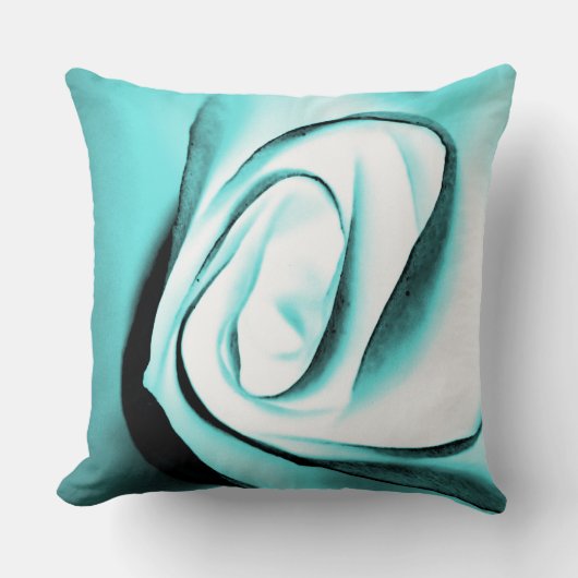 シーグリーン白熱［赤熱］光を放つバラ装飾用クッション クッション (正面)