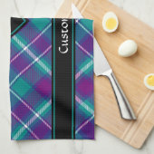 シーグリーン、パープル、ブルータータンチェック キッチンタオル (四つ折り)