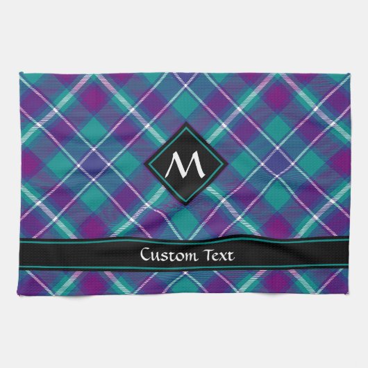 シーグリーン、パープル、ブルータータンチェック キッチンタオル (横)