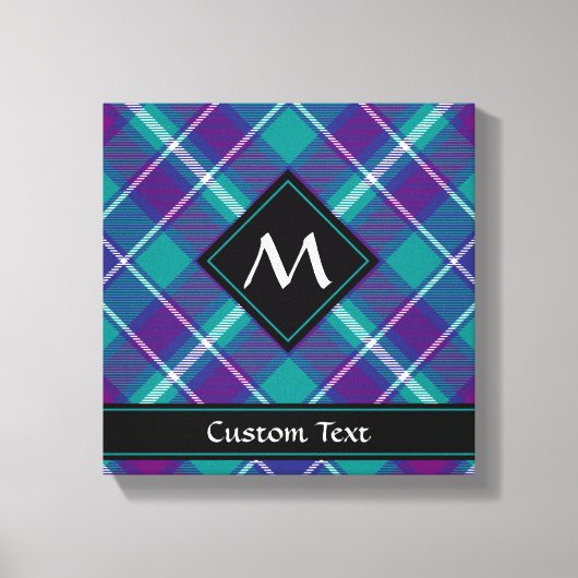 シーグリーン、パープル、ブルータータンチェック キャンバスプリント (正面)