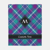 シーグリーン、パープル、ブルータータンチェック フリースブランケット (正面)