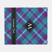 シーグリーン、パープル、ブルータータンチェック フリースブランケット (正面(横))