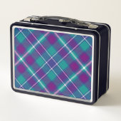 シーグリーン、パープル、ブルータータンチェック メタルランチボックス (裏面)